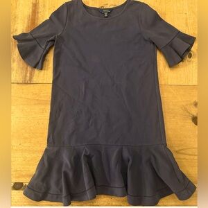 RALPH LAUREN July 4th Girls XL (16) Navy Dress Ruffled Drop Skirt Ruffled Sleeve